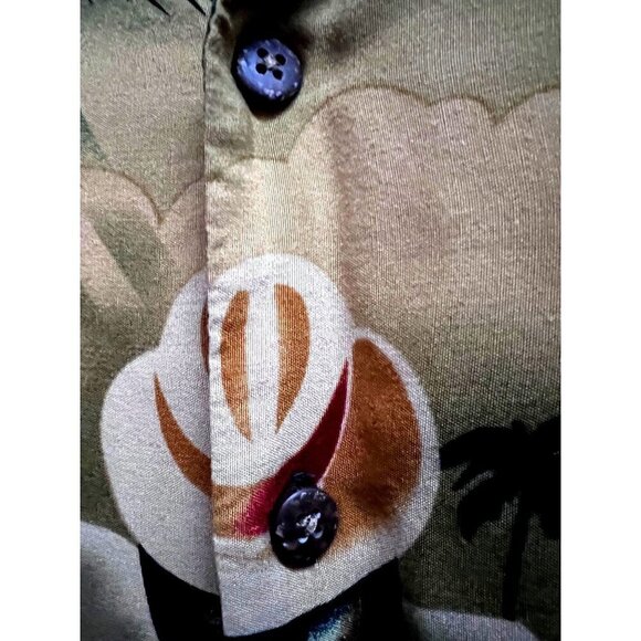 Big Dogs Vintage Floral Hawaiian Aloha Button Up Shirt Large Pocket Cocktails - Picture 6 of 8